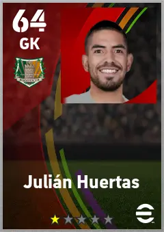 Julian Huertas eFootball 2026 player card — 64 OVR GK