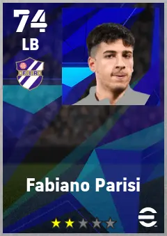 Fabiano Parisi eFootball 2026 player card — 74 OVR LB