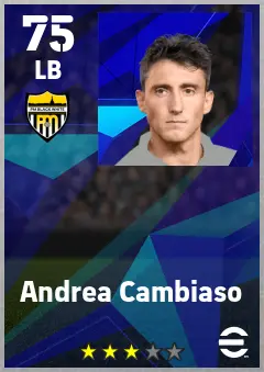 Andrea Cambiaso eFootball 2026 player card — 75 OVR LB