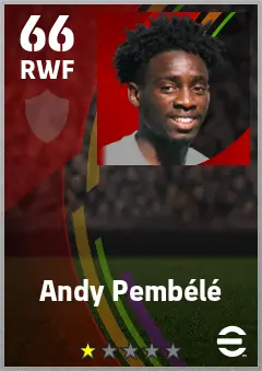 Andy Pembele eFootball 2026 player card — 66 OVR RWF