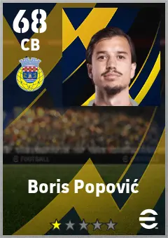 Boris Popovic eFootball 2026 player card — 68 OVR CB