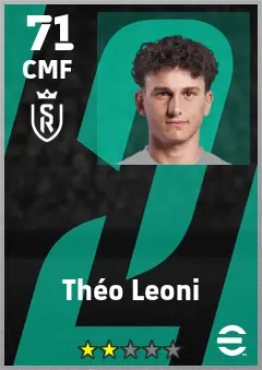 Theo Leoni eFootball 2026 player card — 71 OVR CMF