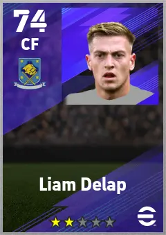 Liam Delap eFootball 2026 player card — 74 OVR CF
