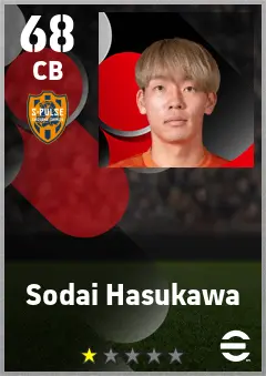 Sodai Hasukawa eFootball 2026 player card — 68 OVR CB