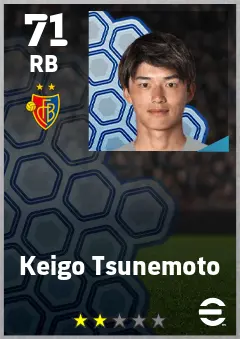 Keigo Tsunemoto eFootball 2026 player card — 71 OVR RB