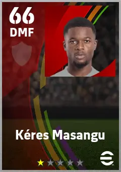 Keres Masangu eFootball 2026 player card — 66 OVR DMF
