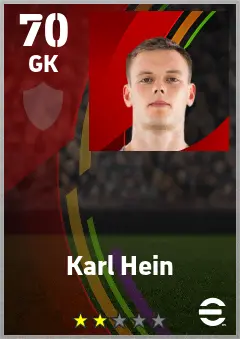 Karl Hein eFootball 2026 player card — 70 OVR GK