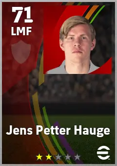 Jens Petter Hauge eFootball 2026 player card — 71 OVR LMF