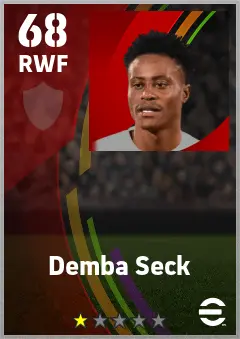 Demba Seck eFootball 2026 player card — 68 OVR RWF