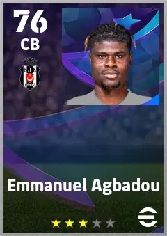 Emmanuel Agbadou eFootball 2026 player card — 76 OVR CB
