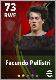 Facundo Pellistri eFootball 2026 player card — 73 OVR RWF