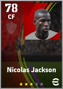 Nicolas Jackson eFootball 2026 player card — 78 OVR CF