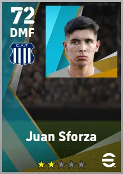 Juan Sforza eFootball 2026 player card — 72 OVR DMF