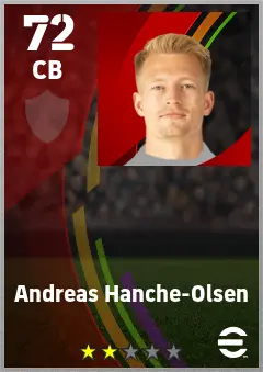 Andreas Hanche-Olsen eFootball 2026 player card — 72 OVR CB