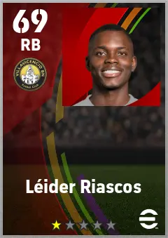 Leider Riascos eFootball 2026 player card — 69 OVR RB