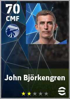 John Bjorkengren eFootball 2026 player card — 70 OVR CMF