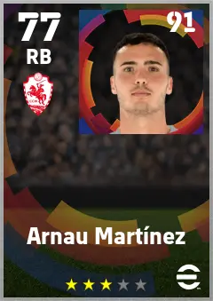 Arnau Martinez eFootball 2026 player card — 77 OVR RB
