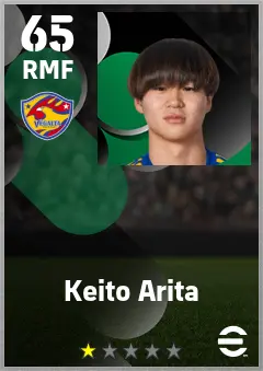 Keito Arita eFootball 2026 player card — 65 OVR RMF