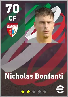 Nicholas Bonfanti eFootball 2026 player card — 70 OVR CF