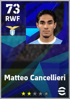 Matteo Cancellieri eFootball 2026 player card — 73 OVR RWF