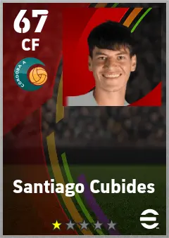 Santiago Cubides eFootball 2026 player card — 67 OVR CF