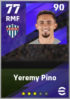 Yeremy Pino eFootball 2026 player card — 77 OVR RMF
