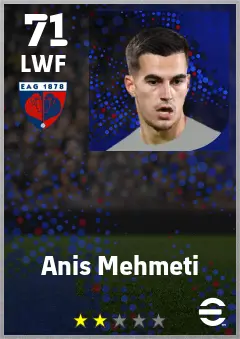 Anis Mehmeti eFootball 2026 player card — 71 OVR LWF