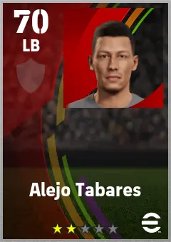 Alejo Tabares eFootball 2026 player card — 70 OVR LB