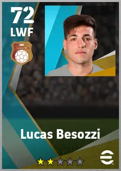Lucas Besozzi eFootball 2026 player card — 72 OVR LWF