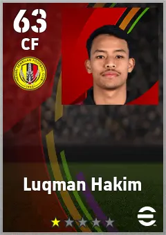 Luqman Hakim eFootball 2026 player card — 63 OVR CF