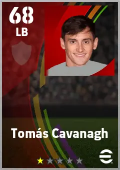 Tomas Cavanagh eFootball 2026 player card — 68 OVR LB