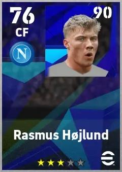 Rasmus Hojlund eFootball 2026 player card — 76 OVR CF