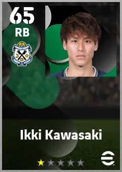 Ikki Kawasaki eFootball 2026 player card — 65 OVR RB