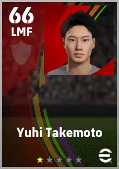 Yuhi Takemoto eFootball 2026 player card — 66 OVR LMF