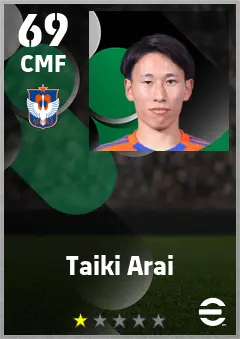 Taiki Arai eFootball 2026 player card — 69 OVR CMF