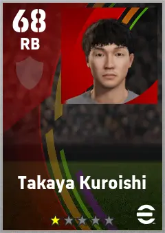Takaya Kuroishi eFootball 2026 player card — 68 OVR RB