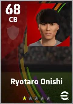 Ryotaro Onishi eFootball 2026 player card — 68 OVR CB