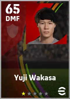 Yuji Wakasa eFootball 2026 player card — 65 OVR DMF