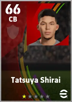 Tatsuya Shirai eFootball 2026 player card — 66 OVR CB