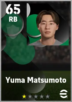Yuma Matsumoto eFootball 2026 player card — 65 OVR RB