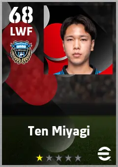 Ten Miyagi eFootball 2026 player card — 68 OVR LWF