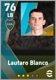 Lautaro Blanco eFootball 2026 player card — 76 OVR LB
