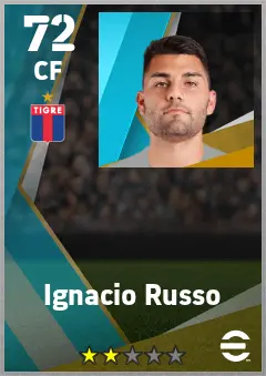 Ignacio Russo eFootball 2026 player card — 72 OVR CF