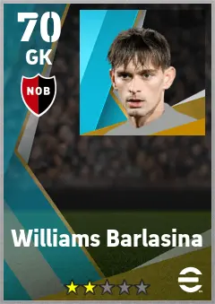 Williams Barlasina eFootball 2026 player card — 70 OVR GK
