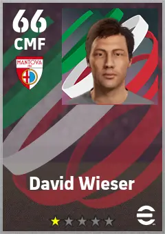 David Wieser eFootball 2026 player card — 66 OVR CMF