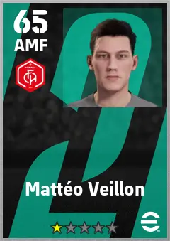 Matteo Veillon eFootball 2026 player card — 65 OVR AMF