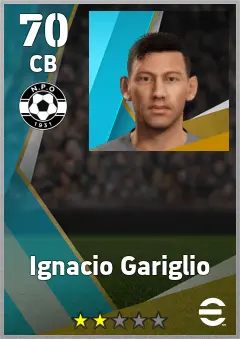 Ignacio Gariglio eFootball 2026 player card, 70 OVR CB