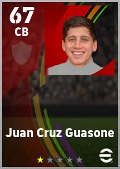 Juan Cruz Guasone eFootball 2026 player card — 67 OVR CB