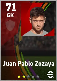 Juan Pablo Zozaya eFootball 2026 player card — 71 OVR GK