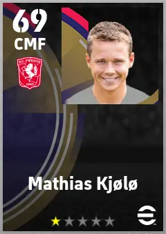 Mathias Kjolo eFootball 2026 player card — 69 OVR CMF
